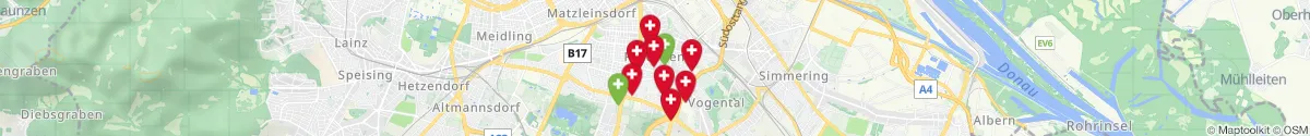 Kartenansicht für Apotheken-Notdienste in der Nähe von Favoriten (1100 - Favoriten, Wien)